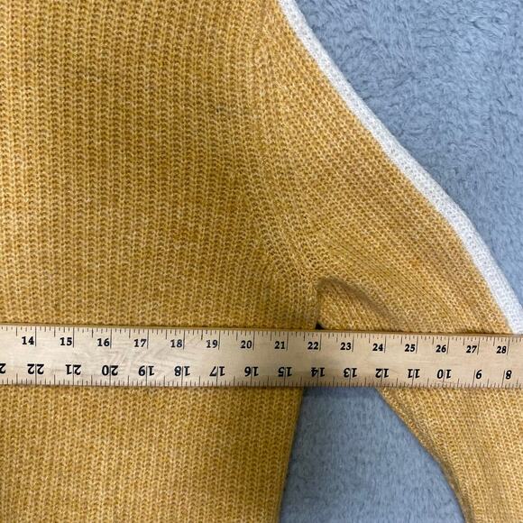 Abercrombie & Fitch womens yellow mock neck sweater stretch tight knit simple - Picture 9 of 9